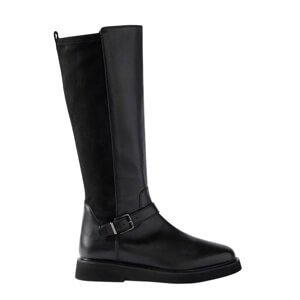 Mint Velvet Anya Black Leather Knee High Biker Boots